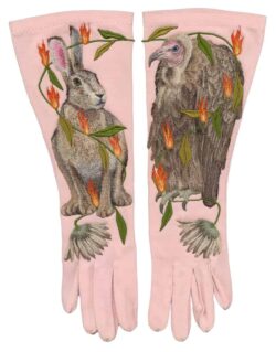 18" x 15", Antique gloves and Thread Painting, 2024